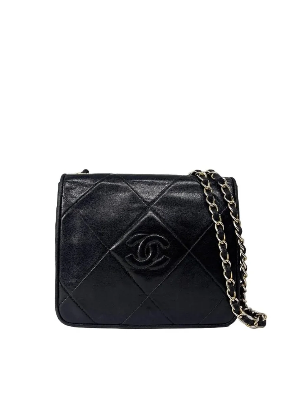 Chanel Super Quilted CC Logo Shoulder Bag Black